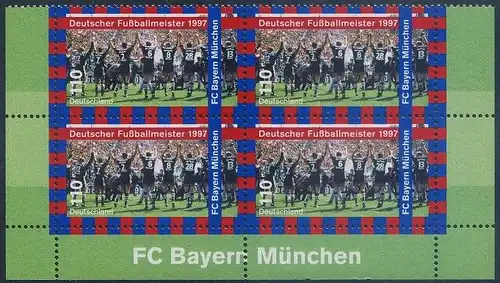 BUND 1997 Michel-Nummer 1958 postfrisch BLOCK ECKRÄNDER unten rechts/unten links