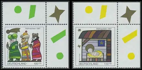 BUND 1997 Michel-Nummer 1959-1960 postfrisch SATZ(2) EINZELMARKEN ECKRÄNDER oben rechts