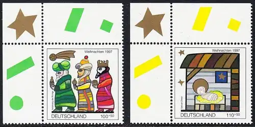 BUND 1997 Michel-Nummer 1959-1960 postfrisch SATZ(2) EINZELMARKEN ECKRÄNDER oben links