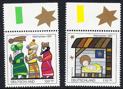 BUND 1997 Michel-Nummer 1959-1960 postfrisch SATZ(2) EINZELMARKEN RÄNDER oben (a)