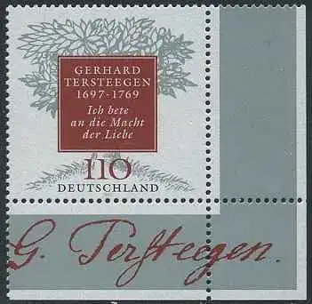 BUND 1997 Michel-Nummer 1961 postfrisch EINZELMARKE ECKRAND unten rechts