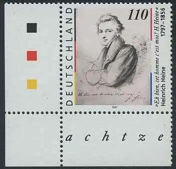 BUND 1997 Michel-Nummer 1962 postfrisch EINZELMARKE ECKRAND unten links