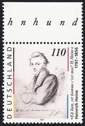BUND 1997 Michel-Nummer 1962 postfrisch EINZELMARKE RAND oben