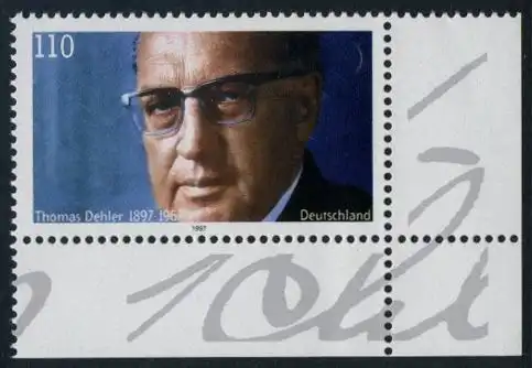 BUND 1997 Michel-Nummer 1963 postfrisch EINZELMARKE ECKRAND unten rechts