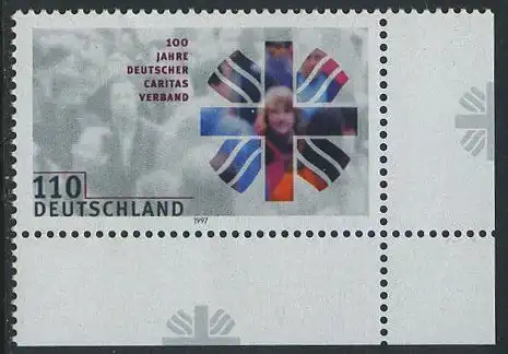 BUND 1997 Michel-Nummer 1964 postfrisch EINZELMARKE ECKRAND unten rechts