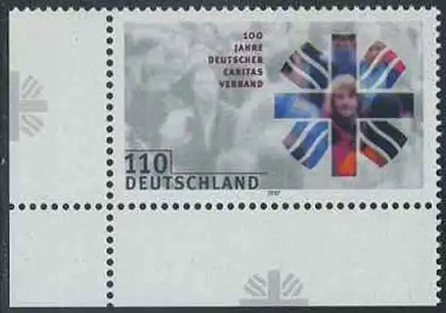BUND 1997 Michel-Nummer 1964 postfrisch EINZELMARKE ECKRAND unten links