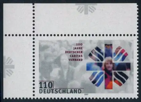 BUND 1997 Michel-Nummer 1964 postfrisch EINZELMARKE ECKRAND oben links