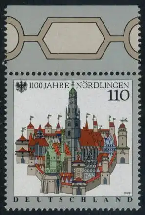 BUND 1998 Michel-Nummer 1965 postfrisch EINZELMARKE RAND oben