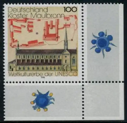 BUND 1998 Michel-Nummer 1966 postfrisch EINZELMARKE ECKRAND unten rechts