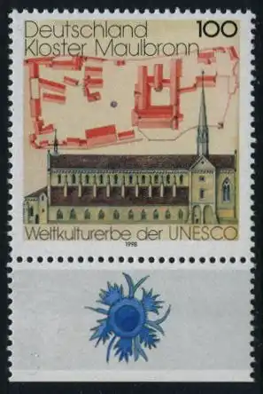 BUND 1998 Michel-Nummer 1966 postfrisch EINZELMARKE RAND unten (b)