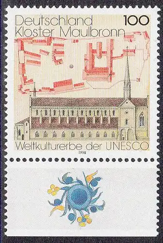 BUND 1998 Michel-Nummer 1966 postfrisch EINZELMARKE RAND unten (c)