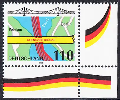 BUND 1998 Michel-Nummer 1967 postfrisch EINZELMARKE ECKRAND unten rechts