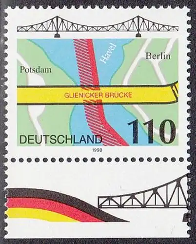 BUND 1998 Michel-Nummer 1967 postfrisch EINZELMARKE RAND unten (a)