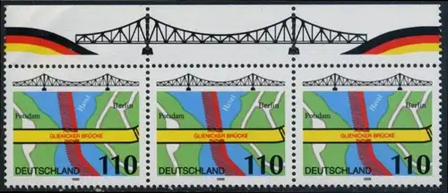 BUND 1998 Michel-Nummer 1967 postfrisch horiz.STRIP(3) RAND oben