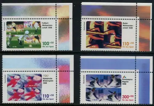 BUND 1998 Michel-Nummer 1968-1971 postfrisch SATZ(4) EINZELMARKEN ECKRÄNDER oben rechts