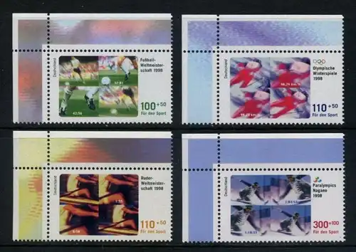 BUND 1998 Michel-Nummer 1968-1971 postfrisch SATZ(4) EINZELMARKEN ECKRÄNDER oben links