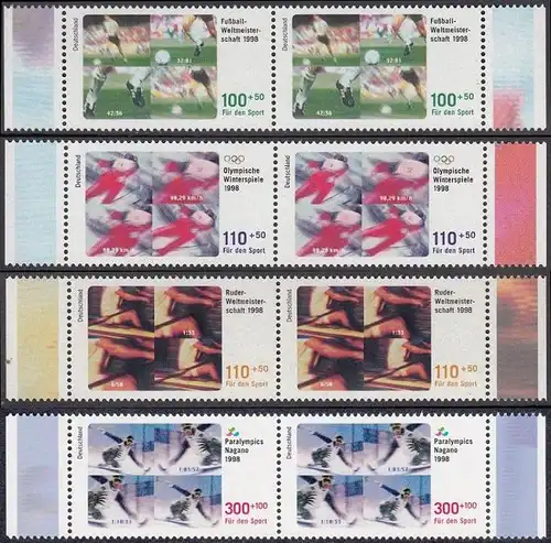 BUND 1998 Michel-Nummer 1968-1971 postfrisch SATZ(4) horiz.PAARE RÄNDER rechts/links