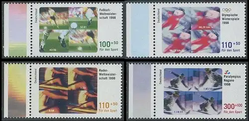 BUND 1998 Michel-Nummer 1968-1971 postfrisch SATZ(4) EINZELMARKEN RÄNDER links (c)