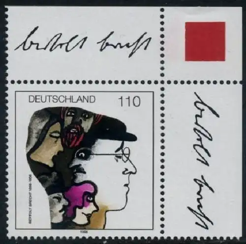 BUND 1998 Michel-Nummer 1972 postfrisch EINZELMARKE ECKRAND oben rechts