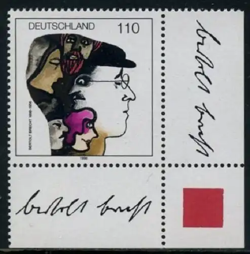 BUND 1998 Michel-Nummer 1972 postfrisch EINZELMARKE ECKRAND unten rechts