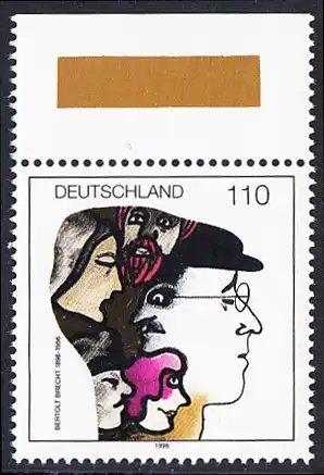 BUND 1998 Michel-Nummer 1972 postfrisch EINZELMARKE RAND oben