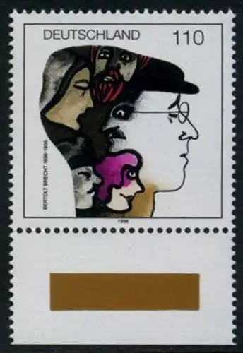 BUND 1998 Michel-Nummer 1972 postfrisch EINZELMARKE RAND unten