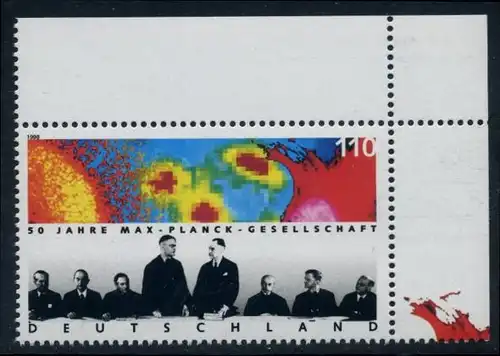 BUND 1998 Michel-Nummer 1973 postfrisch EINZELMARKE ECKRAND oben rechts