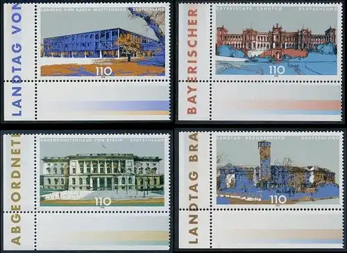 BUND 1998 Michel-Nummer 1974-1977 postfrisch SATZ(4) EINZELMARKEN ECKRÄNDER unten links