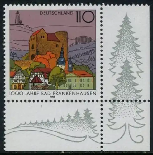 BUND 1998 Michel-Nummer 1978 postfrisch EINZELMARKE ECKRAND unten rechts