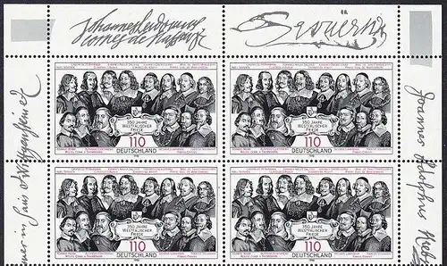 BUND 1998 Michel-Nummer 1979 postfrisch BLOCK ECKRÄNDER oben rechts/oben links