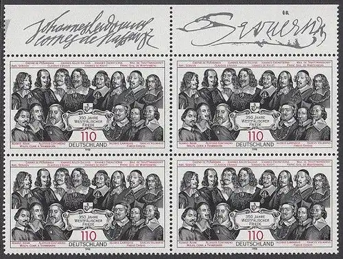 BUND 1998 Michel-Nummer 1979 postfrisch BLOCK RÄNDER oben
