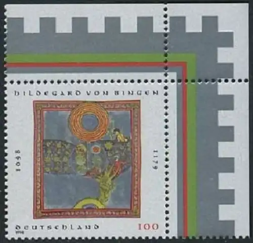 BUND 1998 Michel-Nummer 1981 postfrisch EINZELMARKE ECKRAND oben rechts
