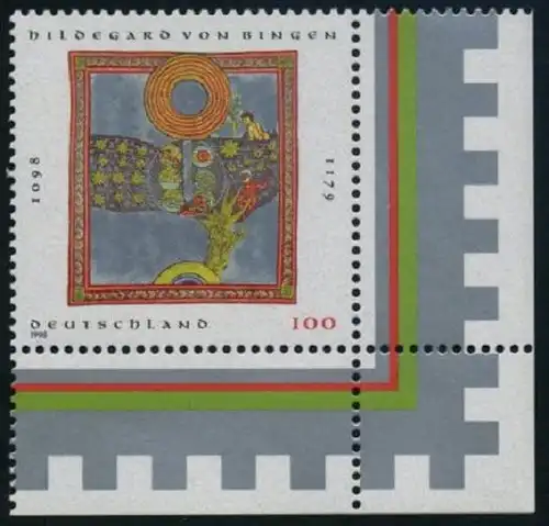 BUND 1998 Michel-Nummer 1981 postfrisch EINZELMARKE ECKRAND unten rechts