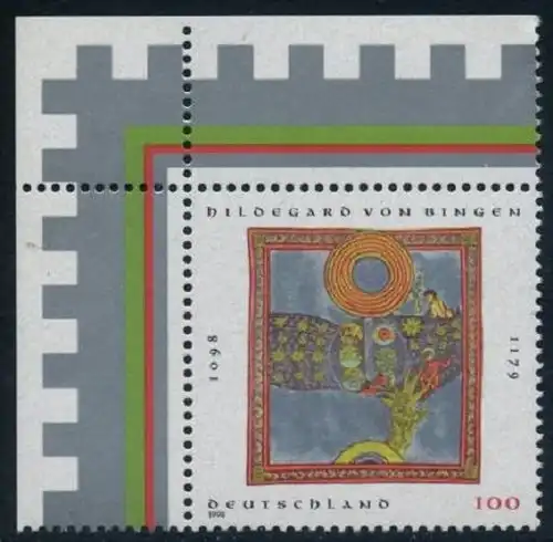 BUND 1998 Michel-Nummer 1981 postfrisch EINZELMARKE ECKRAND oben links