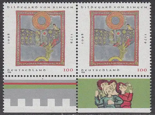 BUND 1998 Michel-Nummer 1981 postfrisch horiz.PAAR RAND unten