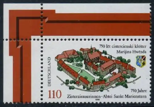 BUND 1998 Michel-Nummer 1982 postfrisch EINZELMARKE ECKRAND oben links