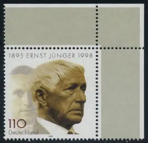 BUND 1998 Michel-Nummer 1984 postfrisch EINZELMARKE ECKRAND oben rechts