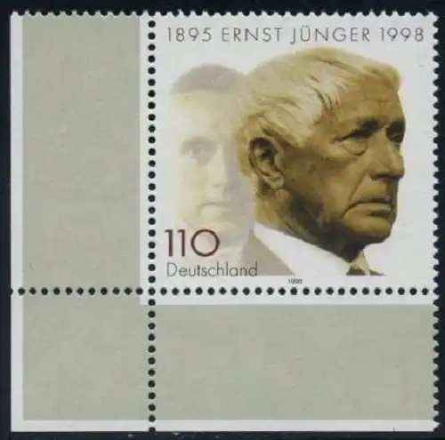 BUND 1998 Michel-Nummer 1984 postfrisch EINZELMARKE ECKRAND unten links