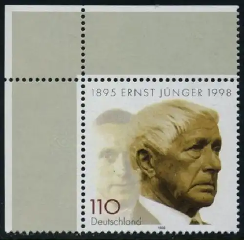 BUND 1998 Michel-Nummer 1984 postfrisch EINZELMARKE ECKRAND oben links