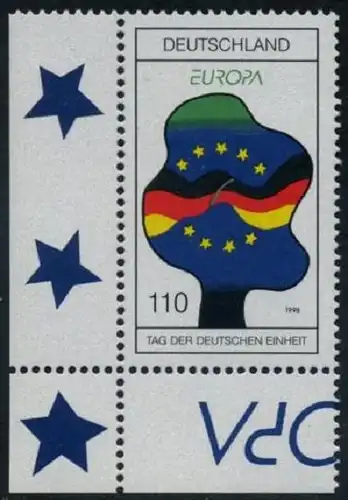 BUND 1998 Michel-Nummer 1985 postfrisch EINZELMARKE ECKRAND unten links