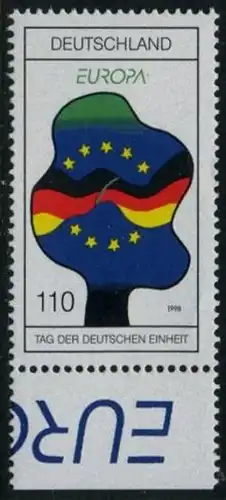 BUND 1998 Michel-Nummer 1985 postfrisch EINZELMARKE RAND unten