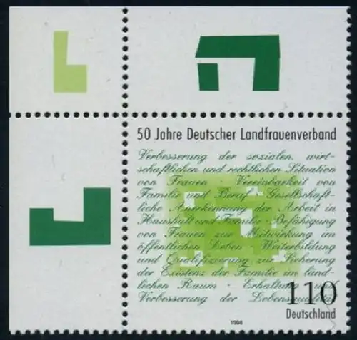BUND 1998 Michel-Nummer 1988 postfrisch EINZELMARKE ECKRAND oben links