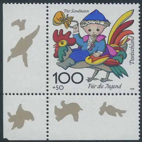 BUND 1998 Michel-Nummer 1991 postfrisch EINZELMARKE ECKRAND unten links