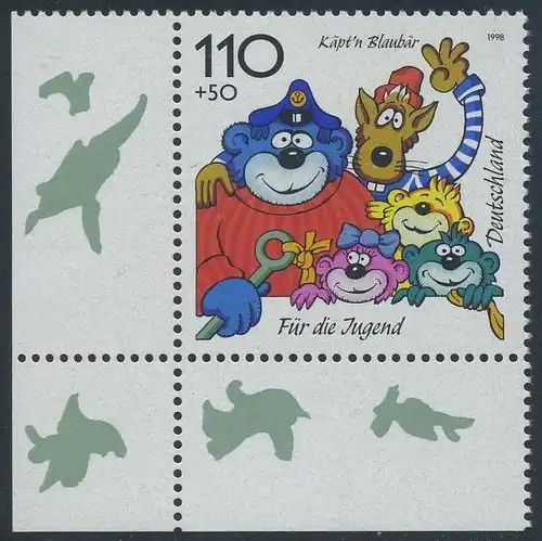 BUND 1998 Michel-Nummer 1993 postfrisch EINZELMARKE ECKRAND unten links