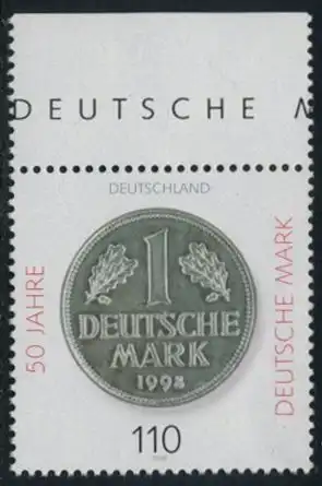 BUND 1998 Michel-Nummer 1996 postfrisch EINZELMARKE RAND oben