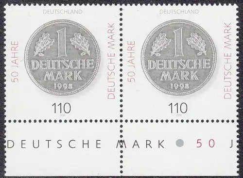 BUND 1998 Michel-Nummer 1996 postfrisch horiz.PAAR RAND unten (b)