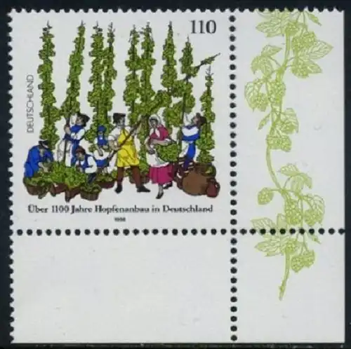 BUND 1998 Michel-Nummer 1999 postfrisch EINZELMARKE ECKRAND unten rechts