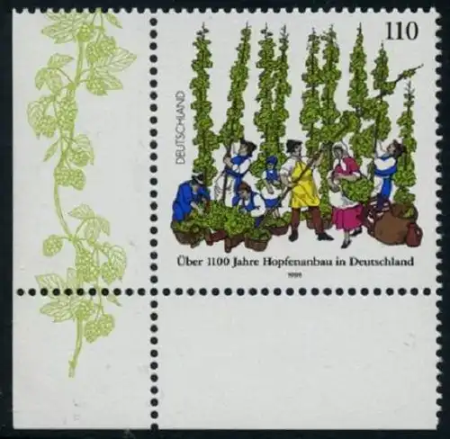 BUND 1998 Michel-Nummer 1999 postfrisch EINZELMARKE ECKRAND unten links