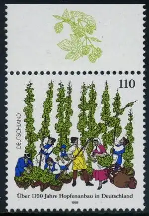 BUND 1998 Michel-Nummer 1999 postfrisch EINZELMARKE RAND oben