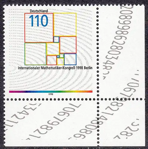 BUND 1998 Michel-Nummer 2005 postfrisch EINZELMARKE ECKRAND unten rechts